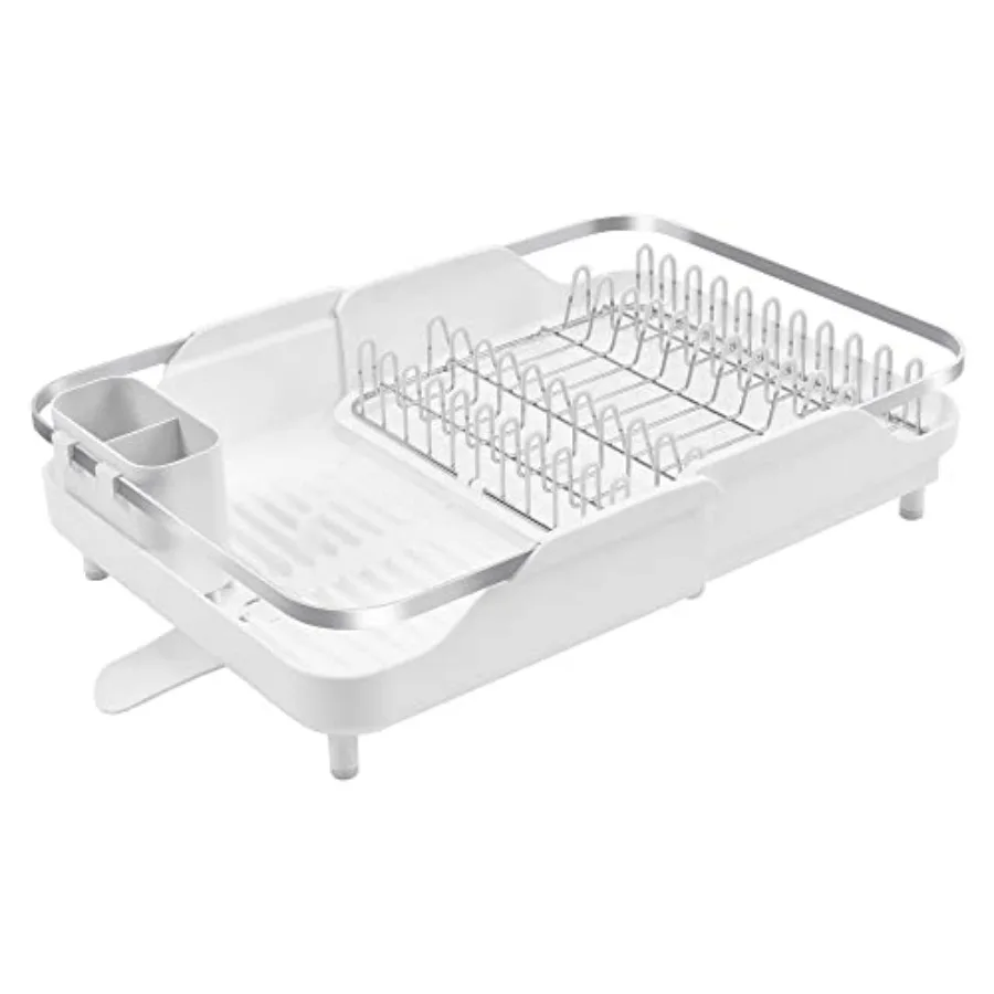 

Expandable Dish Drying Rack - Space-Saving Stainless Steel Dish Racks for Kitchen Counter with Drainboard and Detachable Cutler