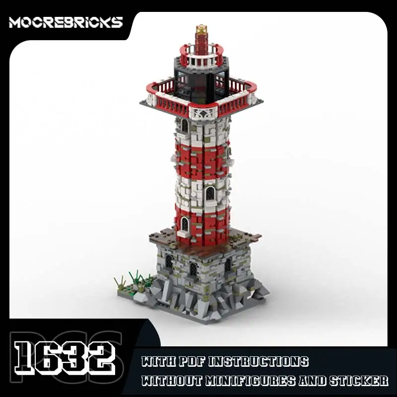 Phare MOC-162128 Paysage Bâtiment nuits Bord De Mer Architecture Facilité Modèle High-tech Briques Jouet Cadeau Collecté Pour Enfants