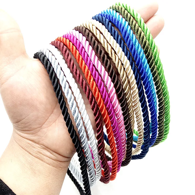 3 Pcs/lot 5~ 6mm Gold Color Fashion 3 Shares Silk Cord Necklaces Adjustable Rope Chain Pendants Bracelets DIY Making Findings