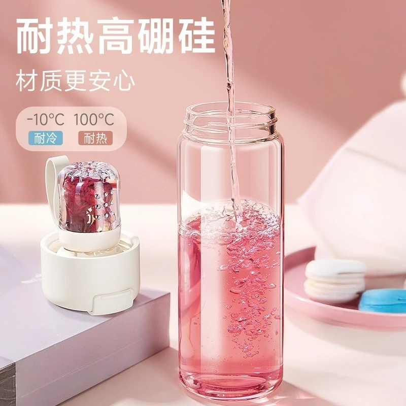 High‑Value Magnetic Tea Infuser Cup for Girls, High‑Borosilicate Glass Heat‑Resistant Portable Water Cup with Tea Separation view 6