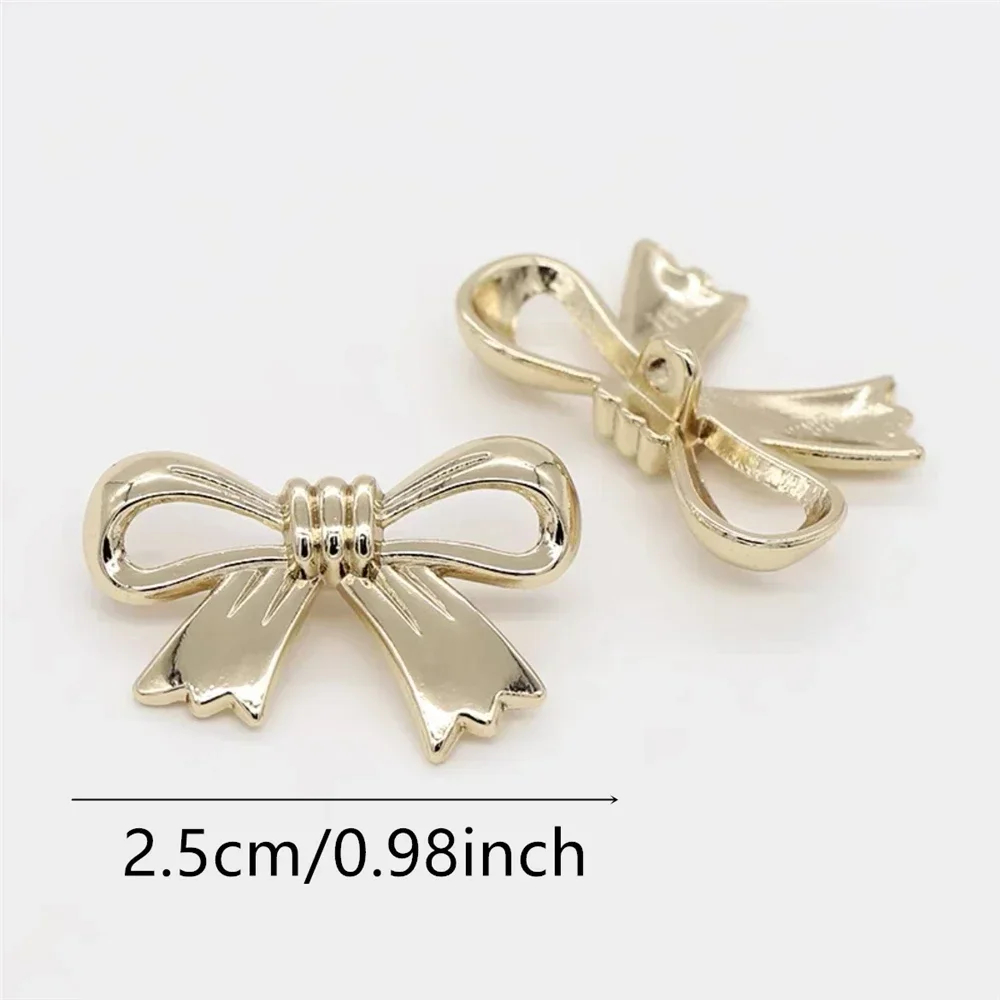 10pcs Golden Bow Shaped Metal Buttons,Sewing Accessories for Clothing Buttons, Suitable for Knitting Sweaters, Dresses, Shirts