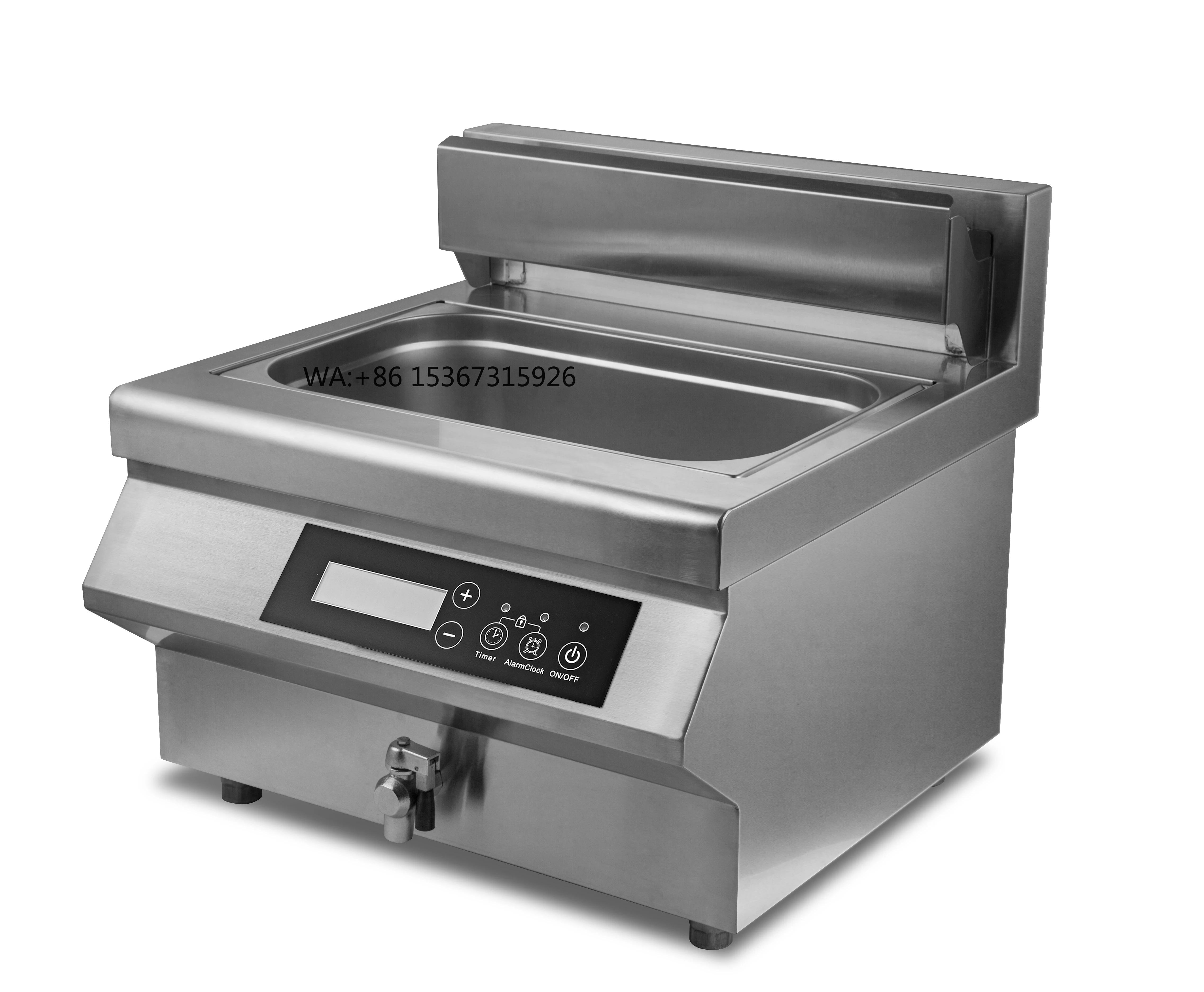 Fritadeira elétrica de indução de grande capacidade 35L Controle de toque com válvula de drenagem de óleo Queimador único para frango frito Crispier