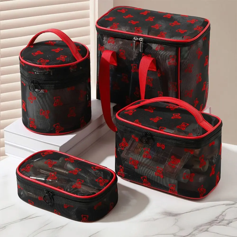 

Large Capacity Mesh Cosmetic Bags INS Zipper Perspective Makeup Bag Multi-Functional Portable Sundries Organizer Women