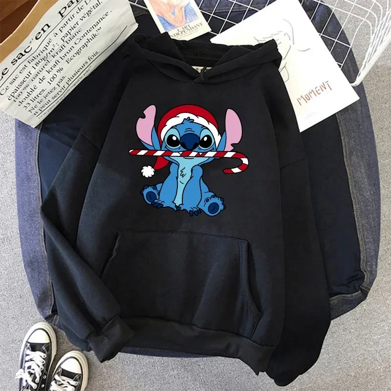 Divertido Kawaii Grunge Y2k sudadera de Navidad Lilo Stitch sudaderas con capucha de dibujos animados mujeres lindo Stitch Anime Manga Sudadera con