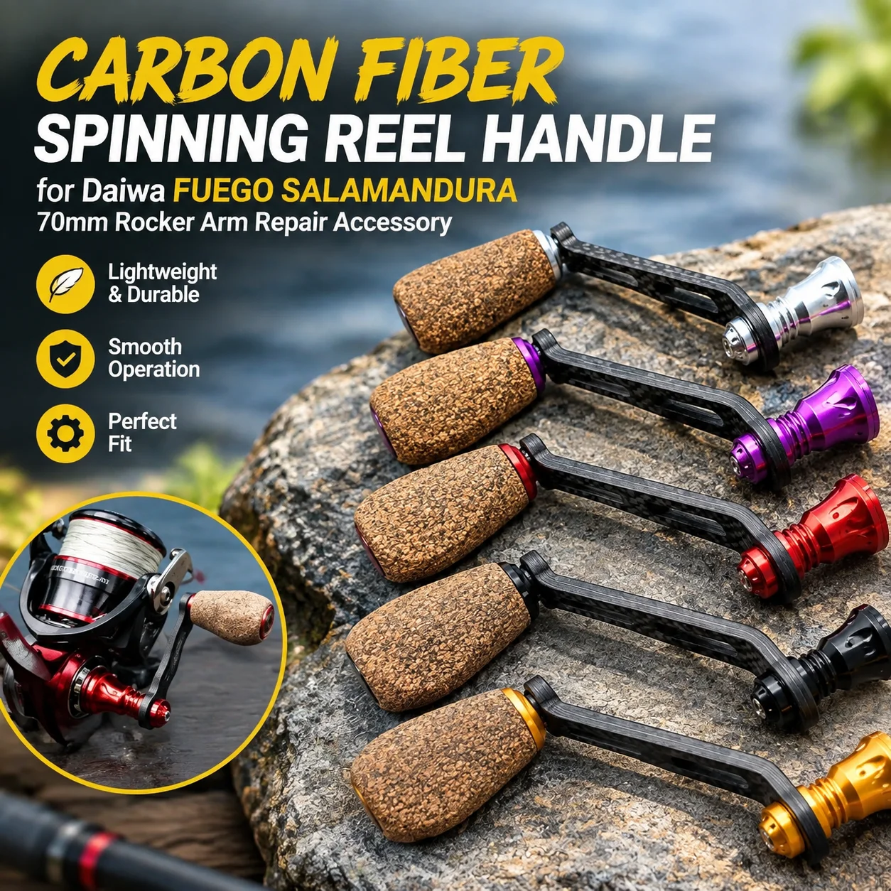 Daiwa Reel Fuego - Carbon Fiber Spinning Reel Handle for