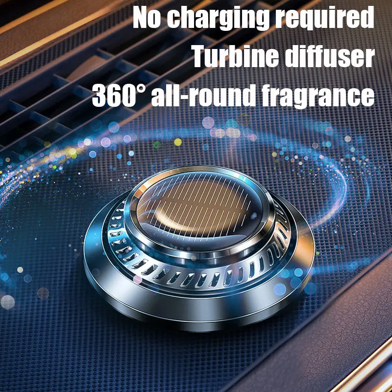 

Solar Powered Rotation Car Aromatherapy Car Air Freshener Alloy + ABS Wooden Fragrance Auto Diffuser with 5ml Essential Oil