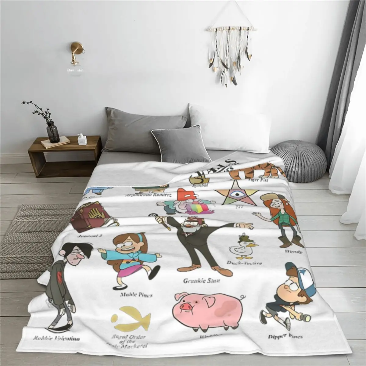 Gravity Falls Character And Mysteries Textbook Fleece Throw Blankets Cartoon Blanket for Bed Office Super Warm Plush Thin Quilt