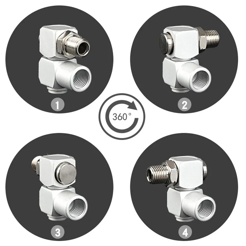 1/4" Air Swivel Adapter Pneumatic Conversion Universal Joints 360 Degrees Rotate Universal Joint For Pneumatic Connectors 2