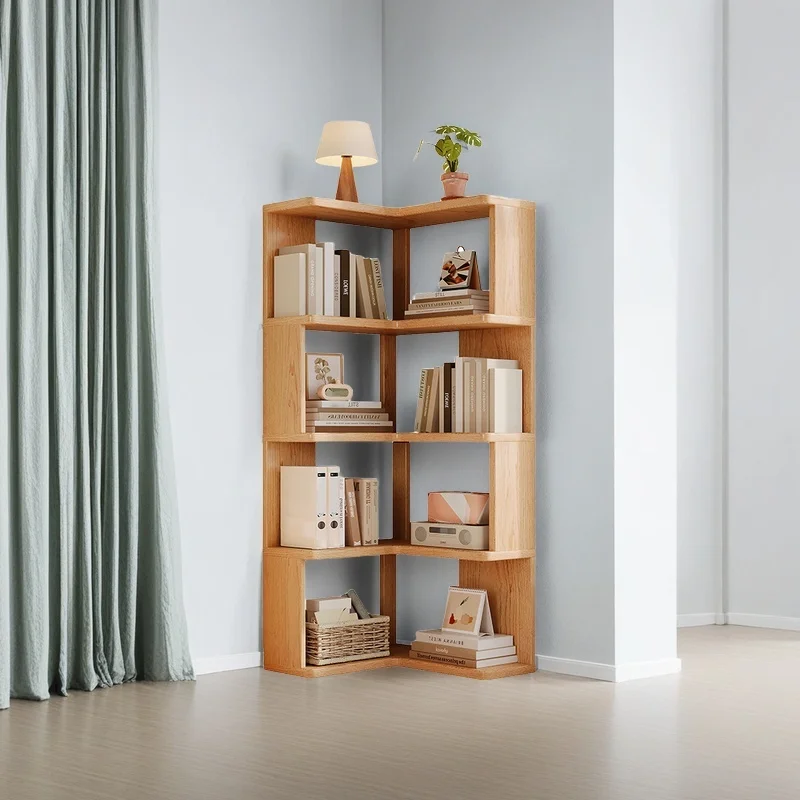 

Solid Wood Corner Bookshelf 3-5 Tier Bookcase Storage Shelf Organizer Rack for Living Room Bedroom Home Office Furniture
