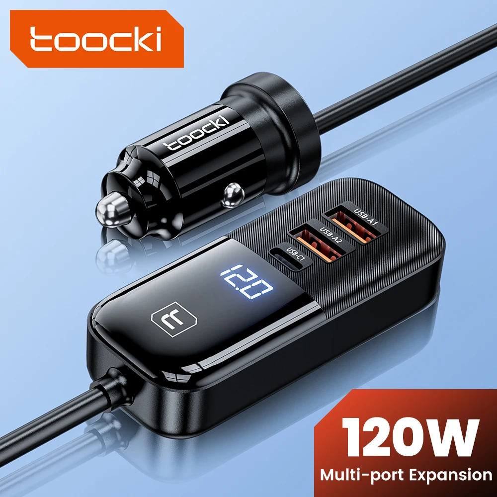 Toocki 120W PD Car Charger Quick Charger QC 3.0 PD 3.0 For iPhone 14 Samsung S23 Ultra Type-C Charger Portable USB Phone Charger