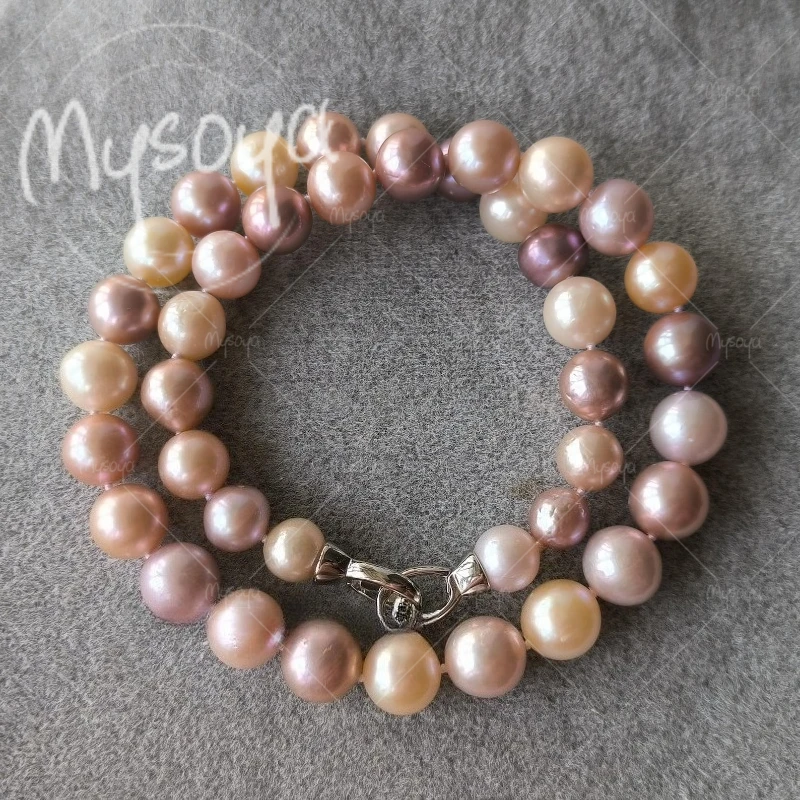MYSOYA 9-11mm Large Candy Color Edison Pearl Necklace, Suitable for Party/Birthday/Wedding/Mother's Day/Father's Day Gift A0776