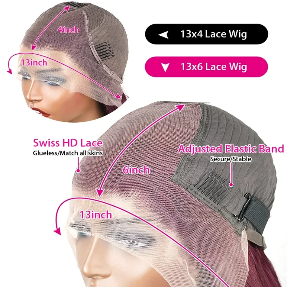 Wig keriting rambut manusia Frontal renda depan 13x6 Hd gelombang dalam 99j dengan kepadatan 300 untuk wanita gelombang air 30 inci renda depan