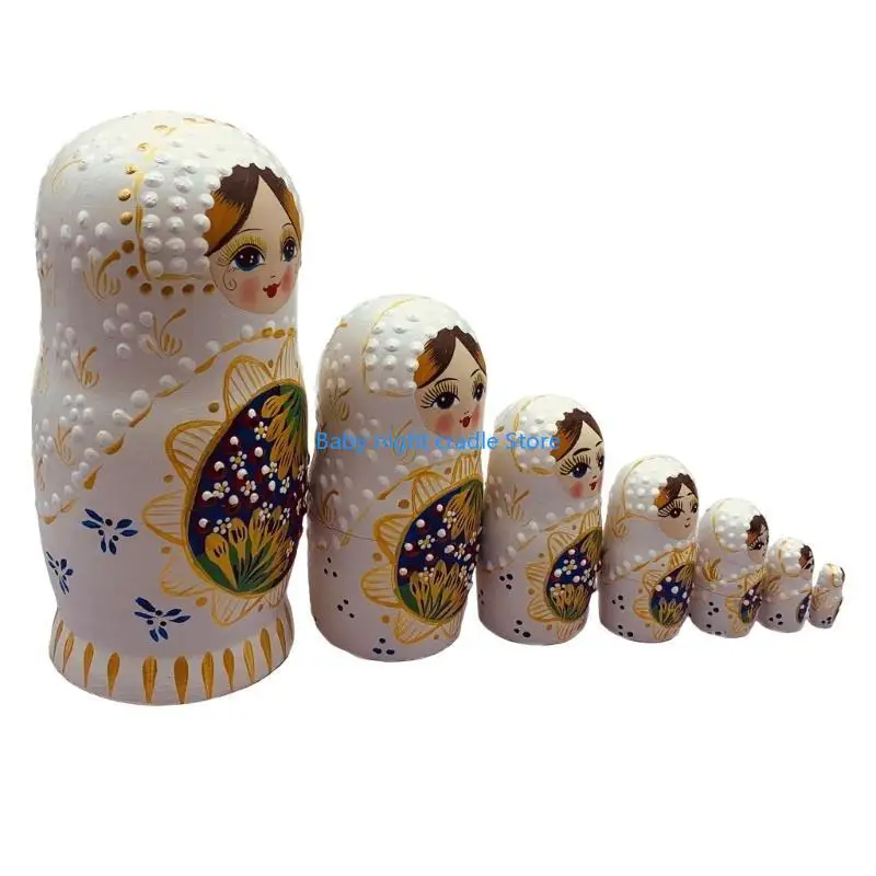 

J2FF Russian Nesting Dolls 7 Pieces Hand Painted Toy Traditional Matryoshka Doll Traditional Russian Stacking Dolls