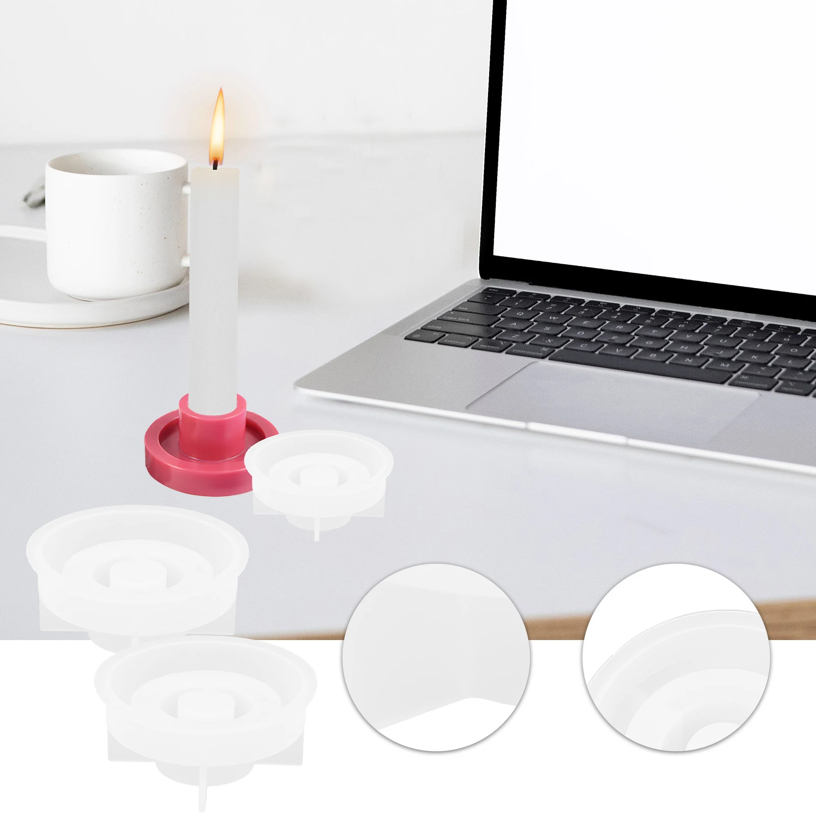 

2Pcs Silicone Candlestick Molds Round Flexible Holder Mold DIY Desktop Silicone Mold for Creative Handmade Candlestick