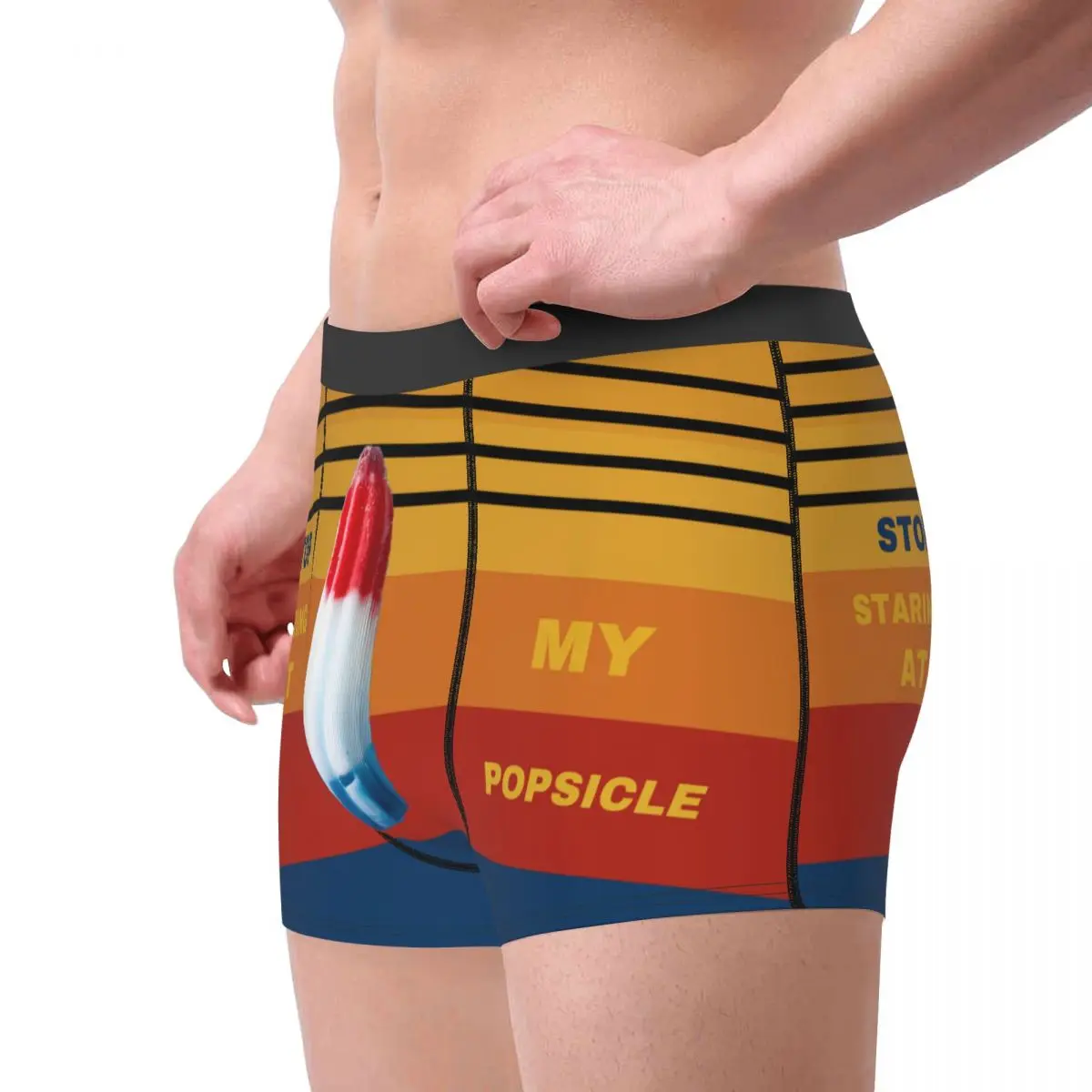 หยุดจ้องมองกางเกงบ็อกเซอร์ชาย Rocket Popsicle ของฉัน สำหรับสามี แฟนหนุ่ม ของขวัญแต่งงาน ชุดชั้นใน กางเกงในลายแปลกใหม่