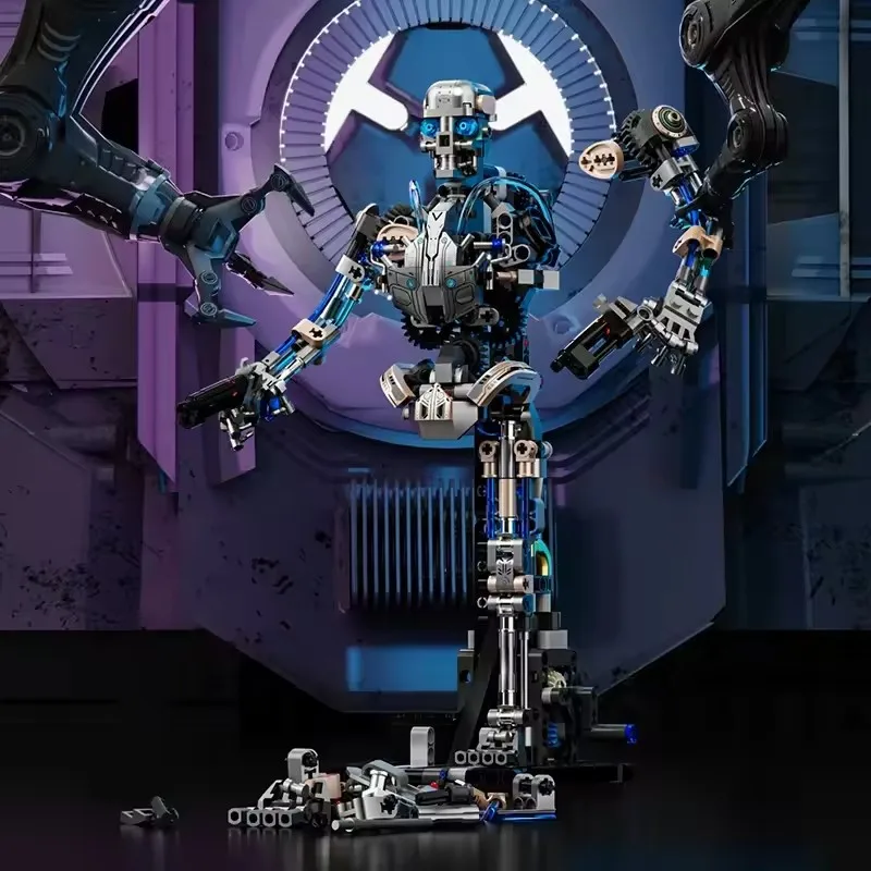 

692 шт., креативный механический робот, набор строительных блоков MOC со светом, развивающие строительные игрушки, подарки на Хэллоуин для детей