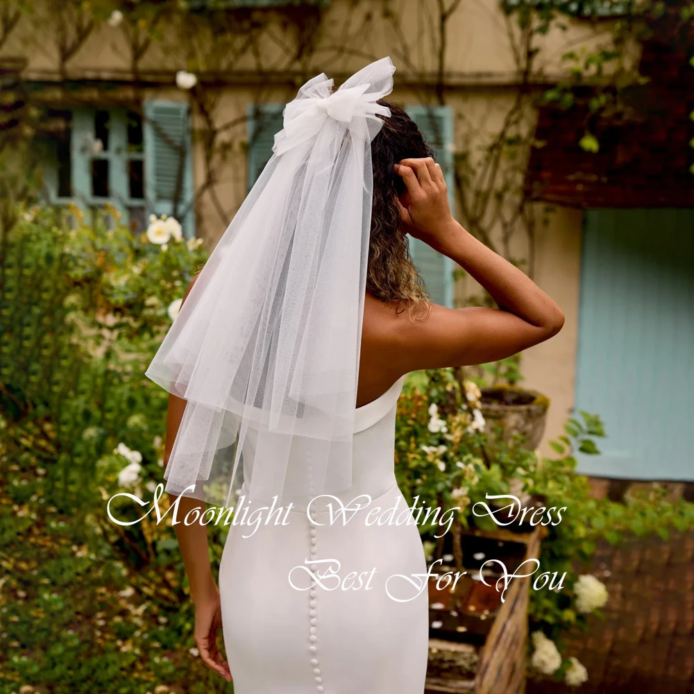 Vestidos De Novia sencillos De sirena con lazo sin tirantes para mujer, vestido De Novia sin mangas con espalda abierta y botones, Vestidos De Novia personalizados 2026