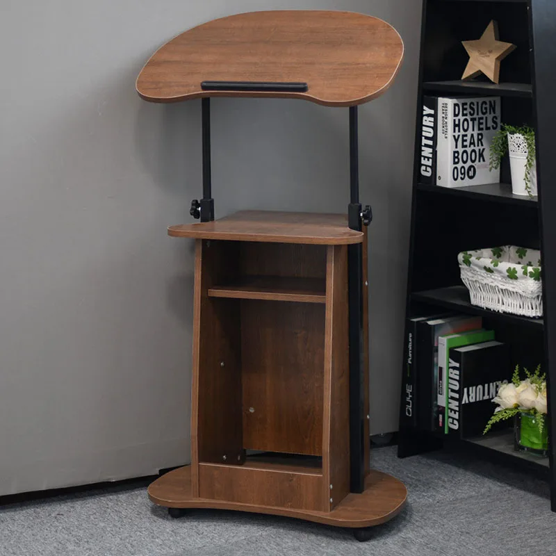 Standing Height Adjustable Mobile Computer Desk Multimedia Lectern Podium Reception Training Teacher