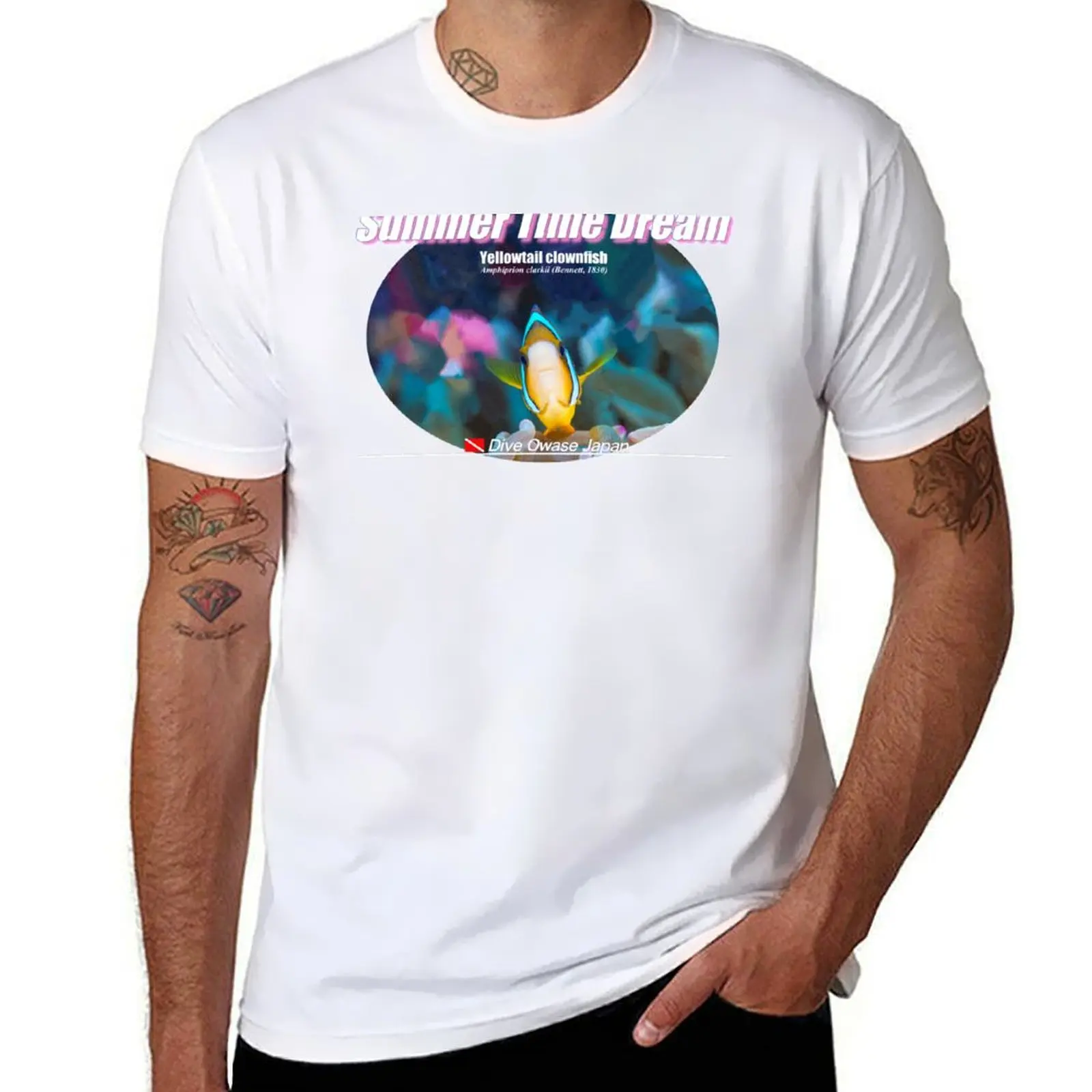 

Cute anemone fish print T-Shirt black cotton t-shirt plain for man package cotton t shirts high quality T-Shirt