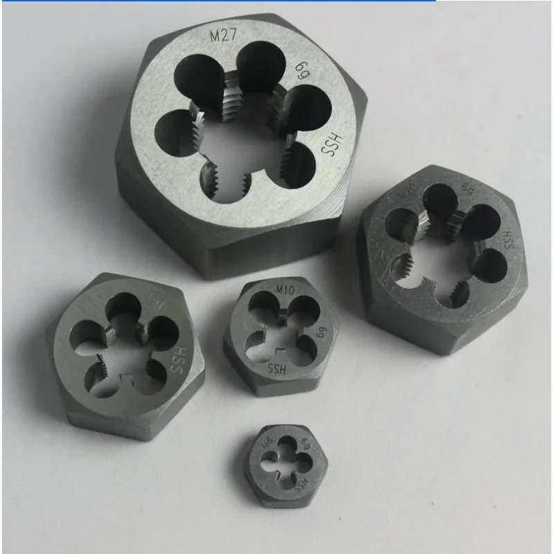 Free Shipping 1PC of 9Sicr Made Hexagon M3-M16 Manual Dies for Hand Making Outer Threads of Steel Metal Workpieces