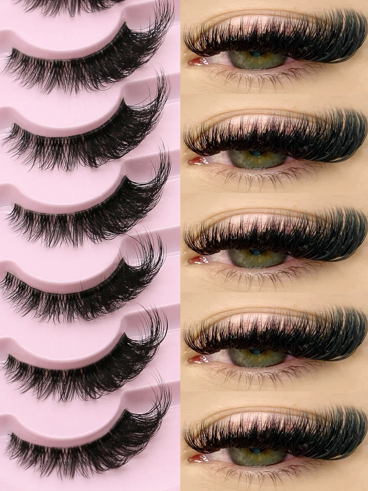 

GROINNEYA Cat Eye Lashes Natural long Clear Band Lashes Winged End Eye Elongated Eyelashes Faux Mink Eyelashes Makeup