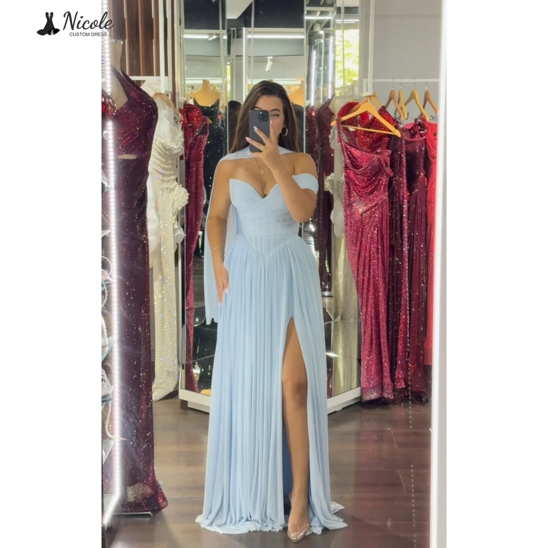 

Nicole Off-shoulder Evening Dresses Elegant Party Dresses 2025 Ribbon Elegant Dress Luxury Custom Made Line A Women's Prom Dress