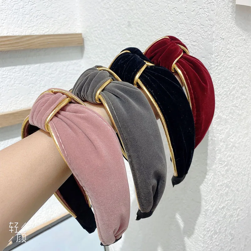 Korean Flannelette Hairband Women Knotted Wide Edge Hairband Super Wide Comfortable Hair Clip Temperament Simple Non-slip