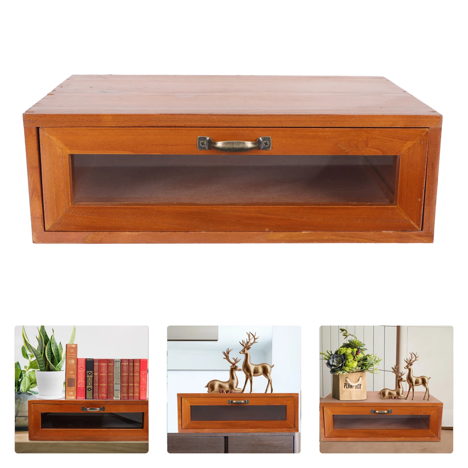 

Household Vintage Drawer Storage Drawers Laptop Stand for Desk Wood Retro Monitor Riser