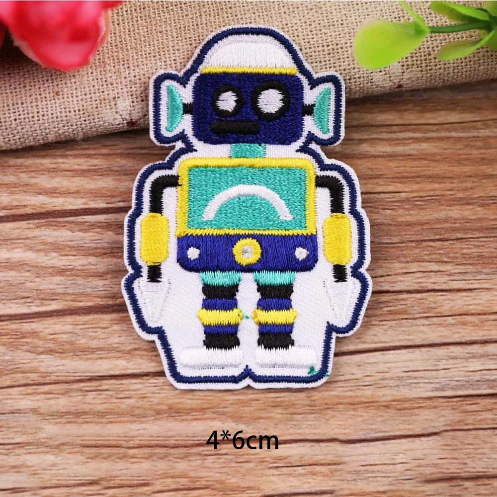 5 Pieces Embroidery Iron on Patch for Clothes Cartoon Stickers DIY Decoration Garment Accessories Adhesive Backing