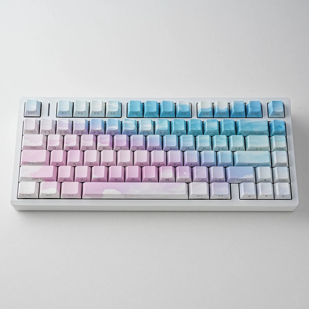 Sky Gradient Keycaps Customized Side Carving PBT Artisan Point Keycap Cherry Profile 130 Pcs Mechanical Keyboard Accessories