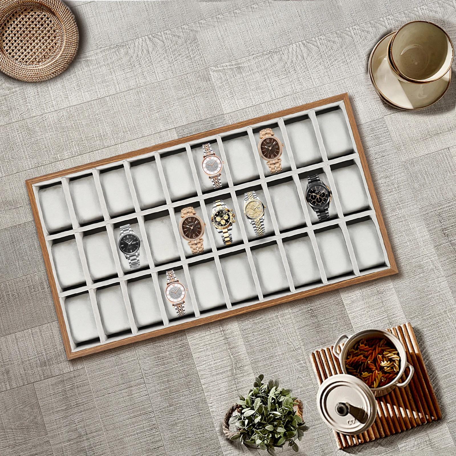 Watch Box 30 Compartments Watch Display Case Jewelry Storage Birthday, Valentine\'s Day, Wedding Gifts