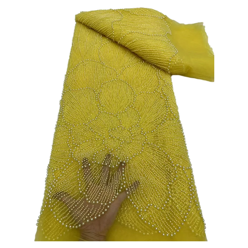 Luxo frisado renda com lantejoulas estilo africano renda bordada de alta qualidade para vestido de casamento feminino 3d flores tecido de renda frisada