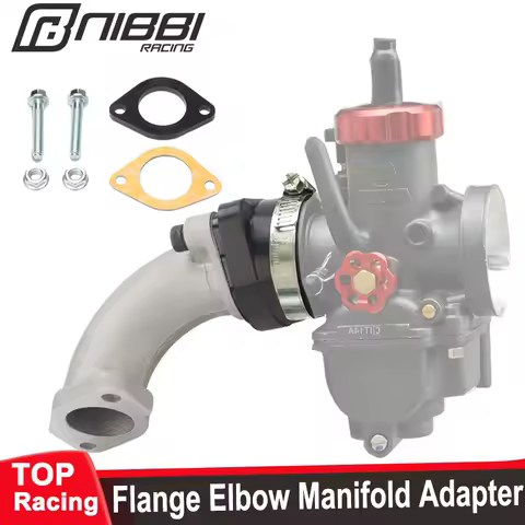 NIBBI Motorcycle Horizontal Engine Flange Elbow Adapter Intake Manifold Kit For PE24/26/28 Carburetor PWK24/26/28 Carburetors