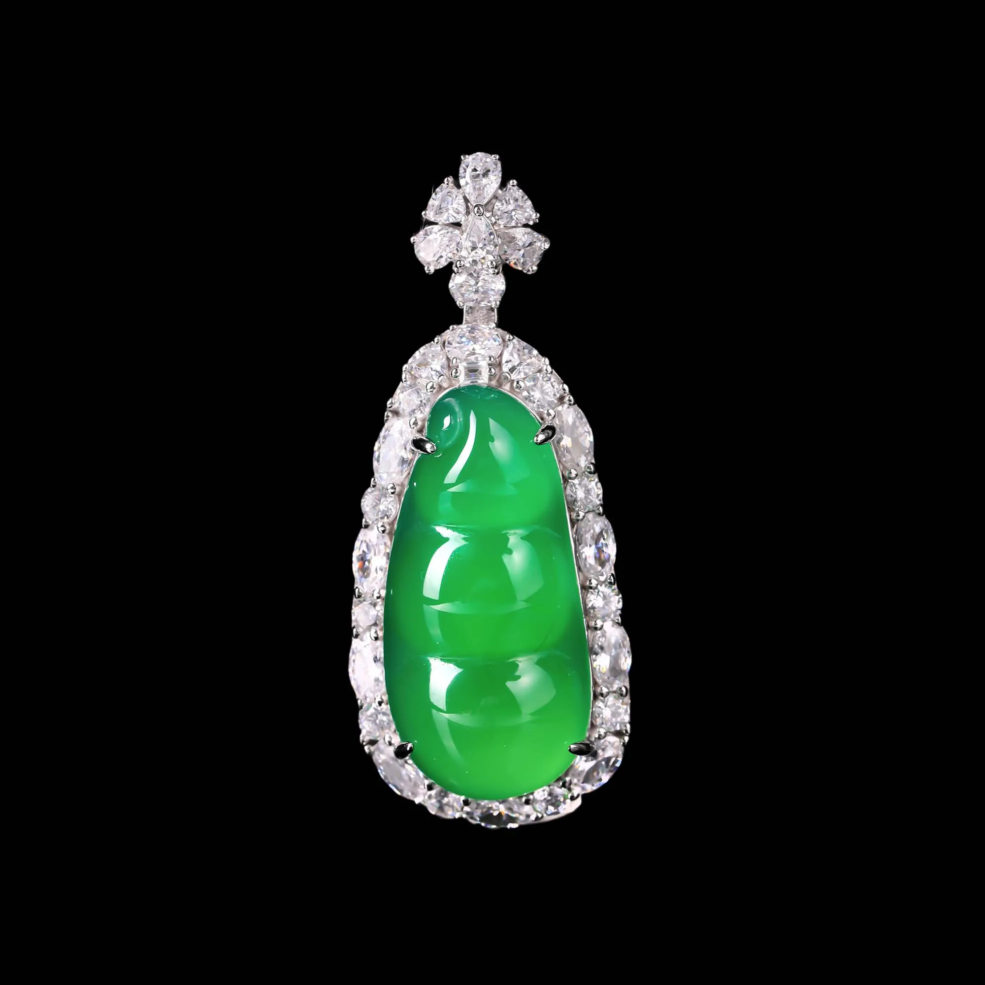 Exquisite Fortune Bean Natural Chalcedony 925 Sterling Silver Luck Pendant Fine Jewelry for Women's Birthday Gift