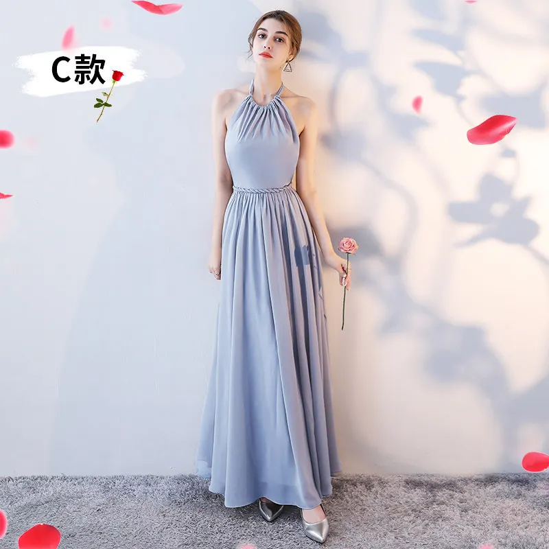 Personalizza dolce memoria rosa grigio Chiffon abito da damigella d'onore moda sposa abiti da sposa per le donne abito da sera da ballo