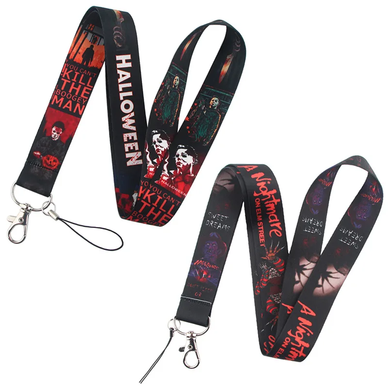 Scary Movie Halloween Lanyards Keychain Horror Figure Michael Myers Printing Neck Strap The Night He Came Home ! Lanyard Jewelry