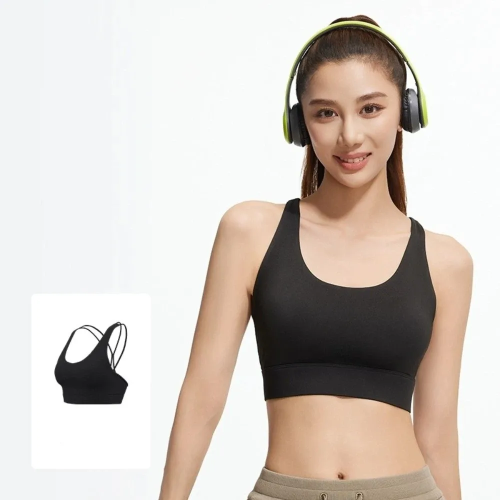 

Cross Mesh Belt Women's Sports Yoga Bra Shockproof Brassiere Yoga Underwear Jogging Anti-shake Seamless Vest Outer Fitness