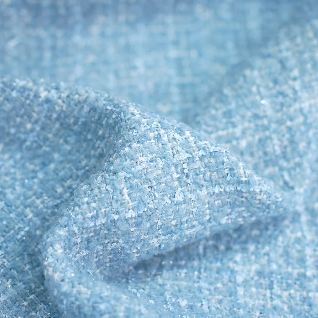 Beatiful Blue Knitted Fabric for Autumn Winter Coat Jacket Dress Clothing Wool Viscose Acrylic Sewing Material 150CM Wide R1393