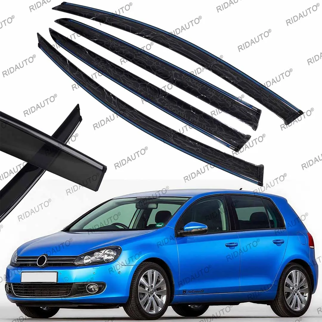 For VW Golf 6 2009-2013 Frame Fitting Exterial Door Deflectors Window Deflectors Rain Guard Wind Shield Sun Car Window Deflector - Image 3