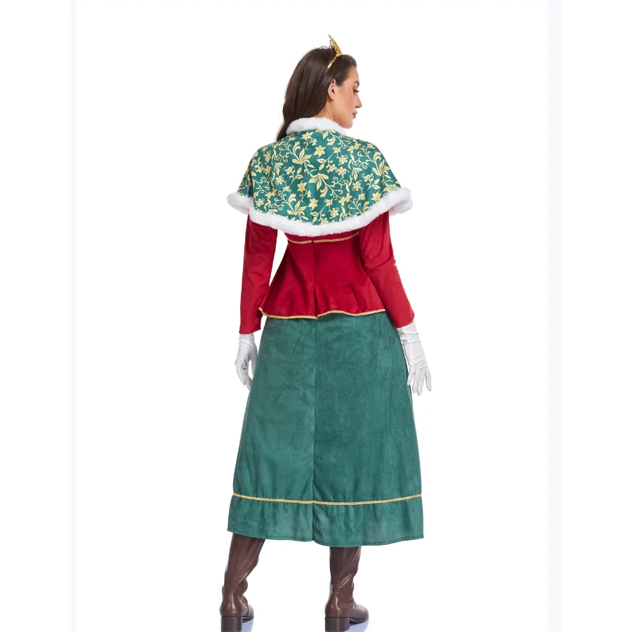 2025 Christmas Queen Costume Court Dress Santa Claus Shoulder Shawl Christmas Tree Outfit Traditional Chinese Ethnic Stage Co... view 4