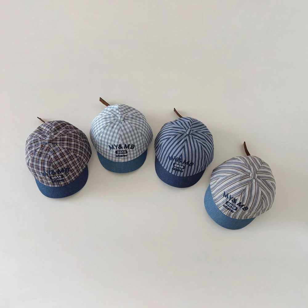 Spring Summer Baby Baseball Caps Fashion Plaid Kids Boys Girls Hats Autumn Cotton Stripe Children Sun Hat