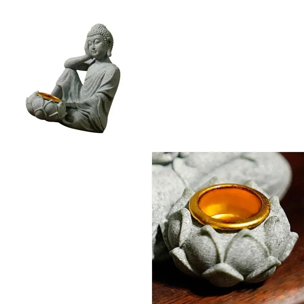 L43A Buddhas Tealight Incenses Holder Stone Sculpture for Garden Decoration