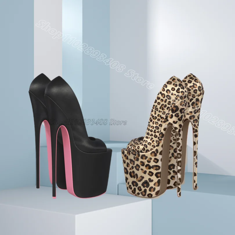 

Leopard Print Stiletto Platform Pumps Peep Toe Solid Spring New Stylish Women for Party Dance Pumps 2025 Zapatos Para Mujere