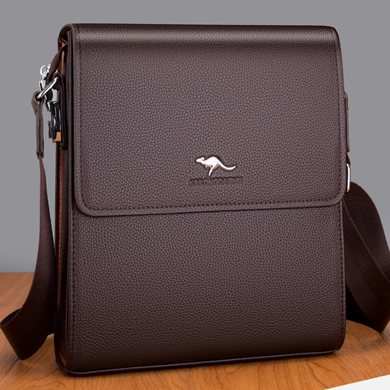 Genuine cowhide crossbody bag men's leather shoulder bag men's business office bag men's briefcase casual password lock bag