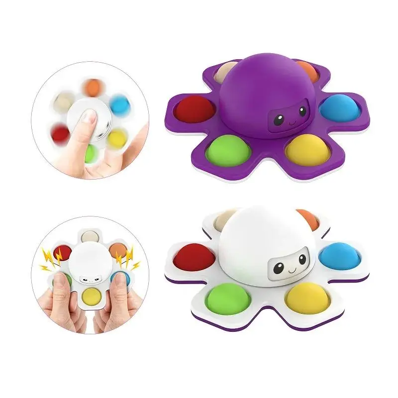 Giroscopio para la yema del dedo, burbuja antipresión, Fidget Spinne, juguete de prensa para cambiar la cara, música de burbujas de pulpo para la yema del dedo para niños