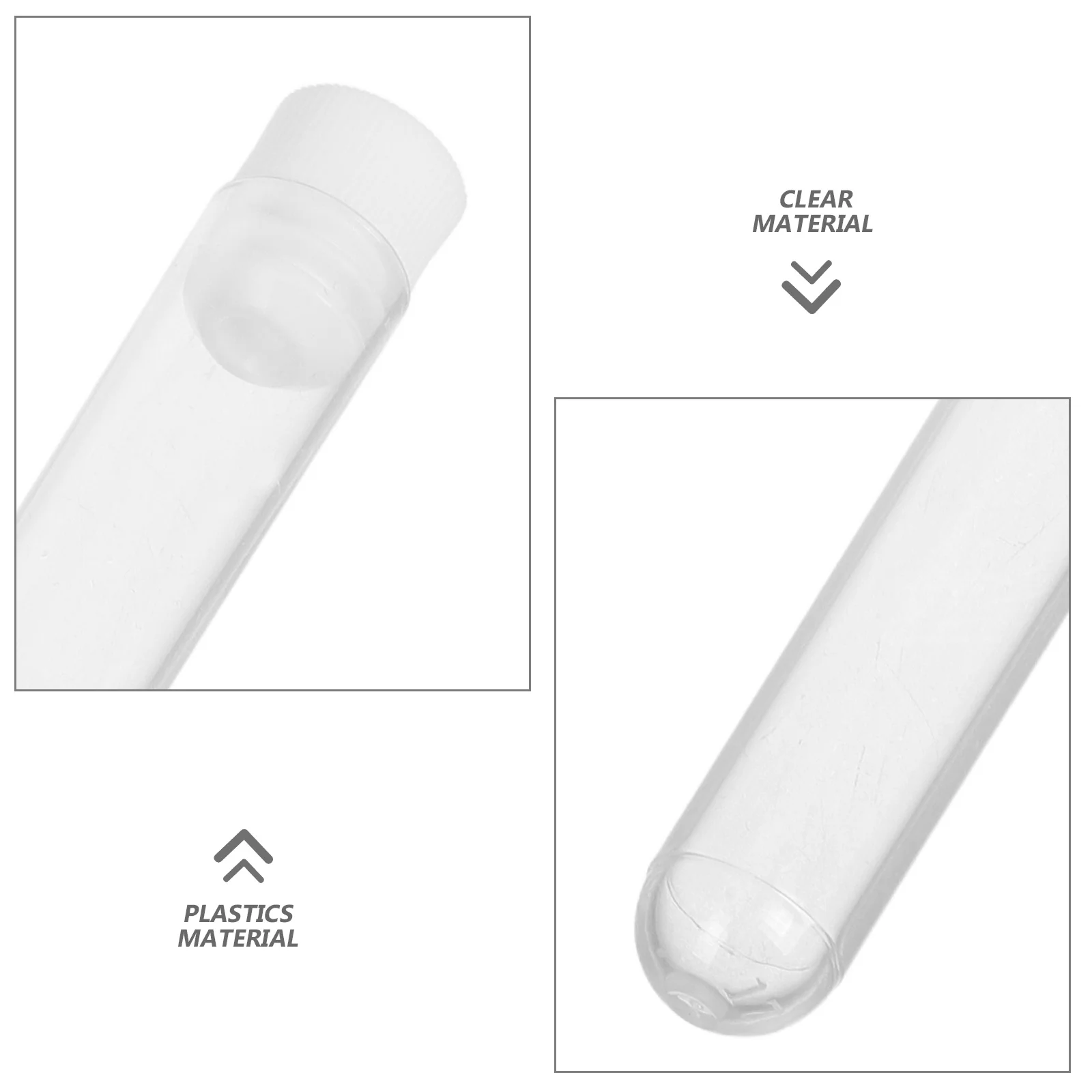 Tubes à essai en plastique à fond rond transparent, bouchon de conteneur, Tube de rangement pour brosse à cils, support organisateur de maquillage de voyage, 15 pièces