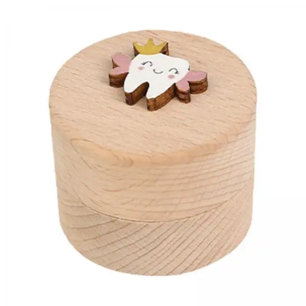 Tooth Container Case Wooden Milk Tooth Organizer Children Keepsake Box for Lost Teeth Storage
