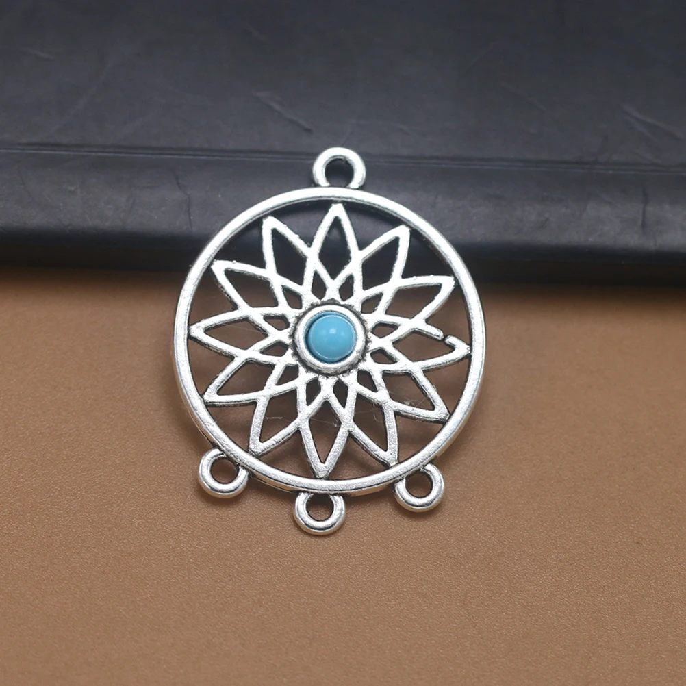 

20Pcs Turquoise Inspired Alloy Pendant Charms Hollow Out Design DIY Jewelry Making Accessories for Necklace Anklet Keychain