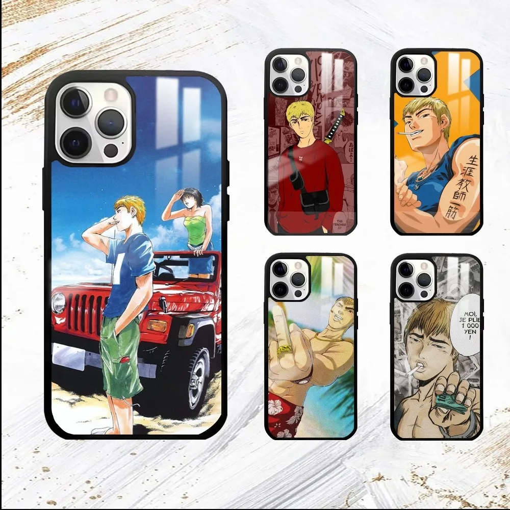 Great TeacherES O-Onizuka GTO Anime Phone Case For iPhone 16 15 14 13 12 11 Pro Max Plus Mini PC Mirror Fashion  phone case