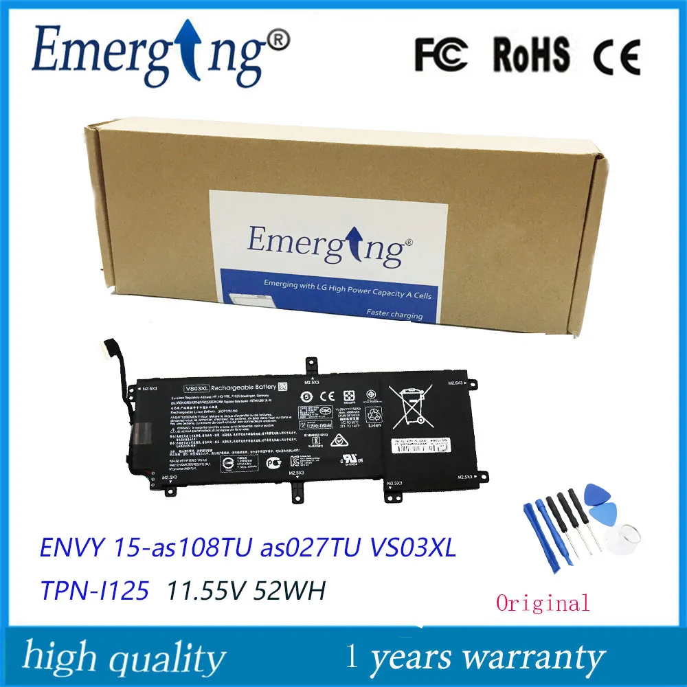 11.55V 52WH New Original VS03XL Laptop Battery for HP  ENVY 15-AS108TU  15-AS110TU 15-AS119TU 15-AS014WM TPN-I125